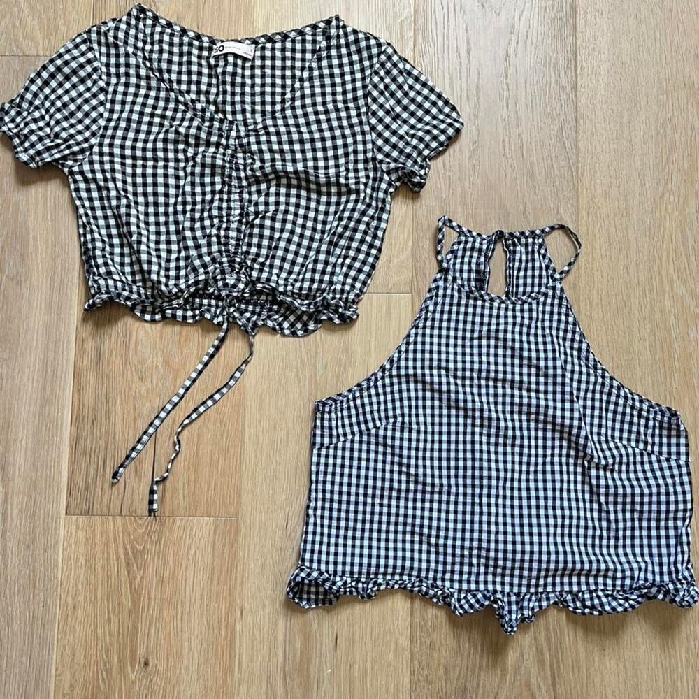 Black and white gingham set of two. Crop tops S Cottagecore Summer Chic